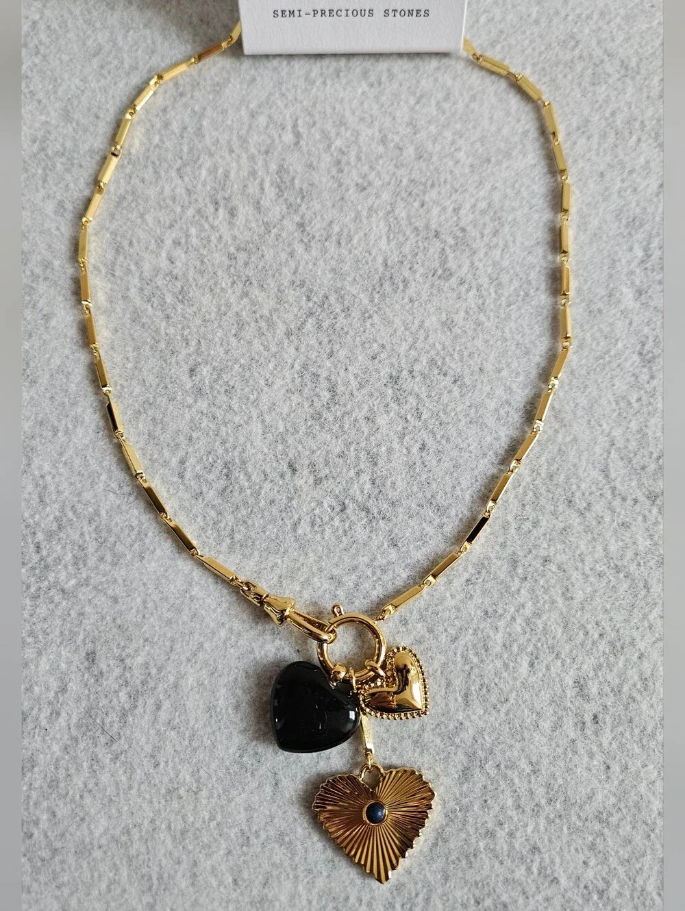 Madewell Engine Turned Lapis Heart Charm Necklace - Picture 10 of 14